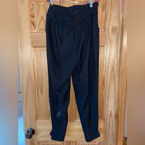 Grace Karin Black Paper Bag Waist with Tie Ankle Pants